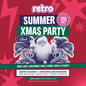 Retro Summer Bank Holiday 2026 event, Summer Xmas Party artwork